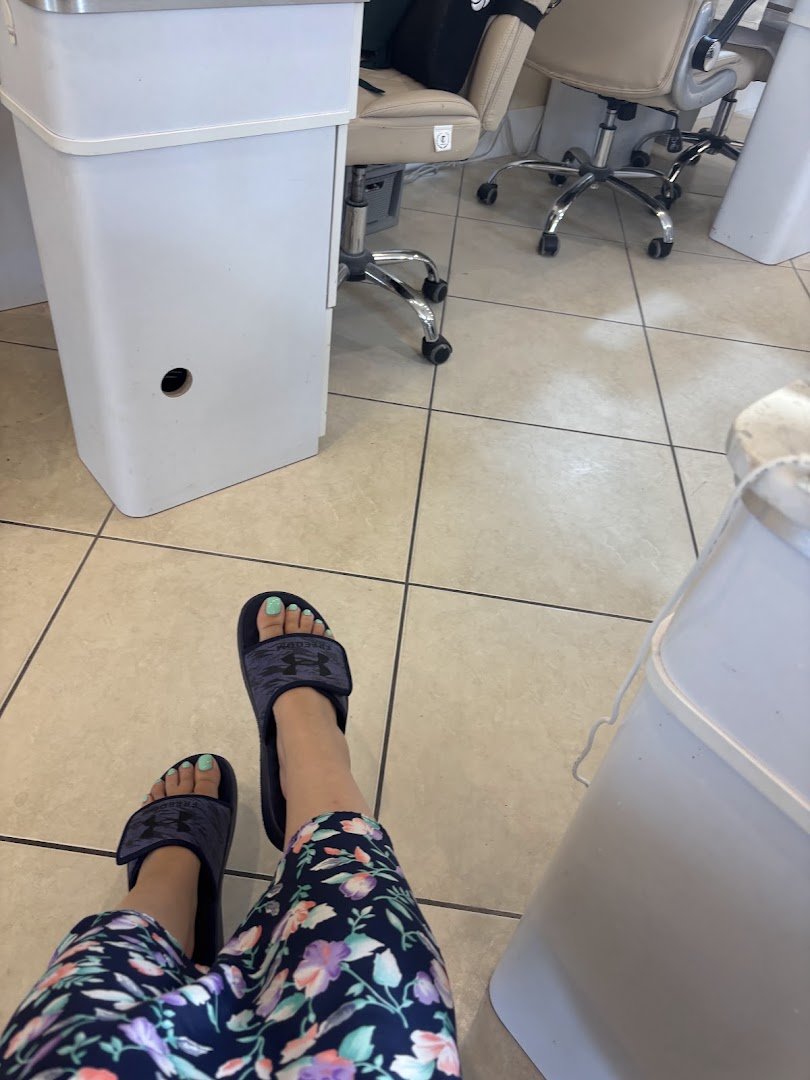 Neat manicure station with polish bottles