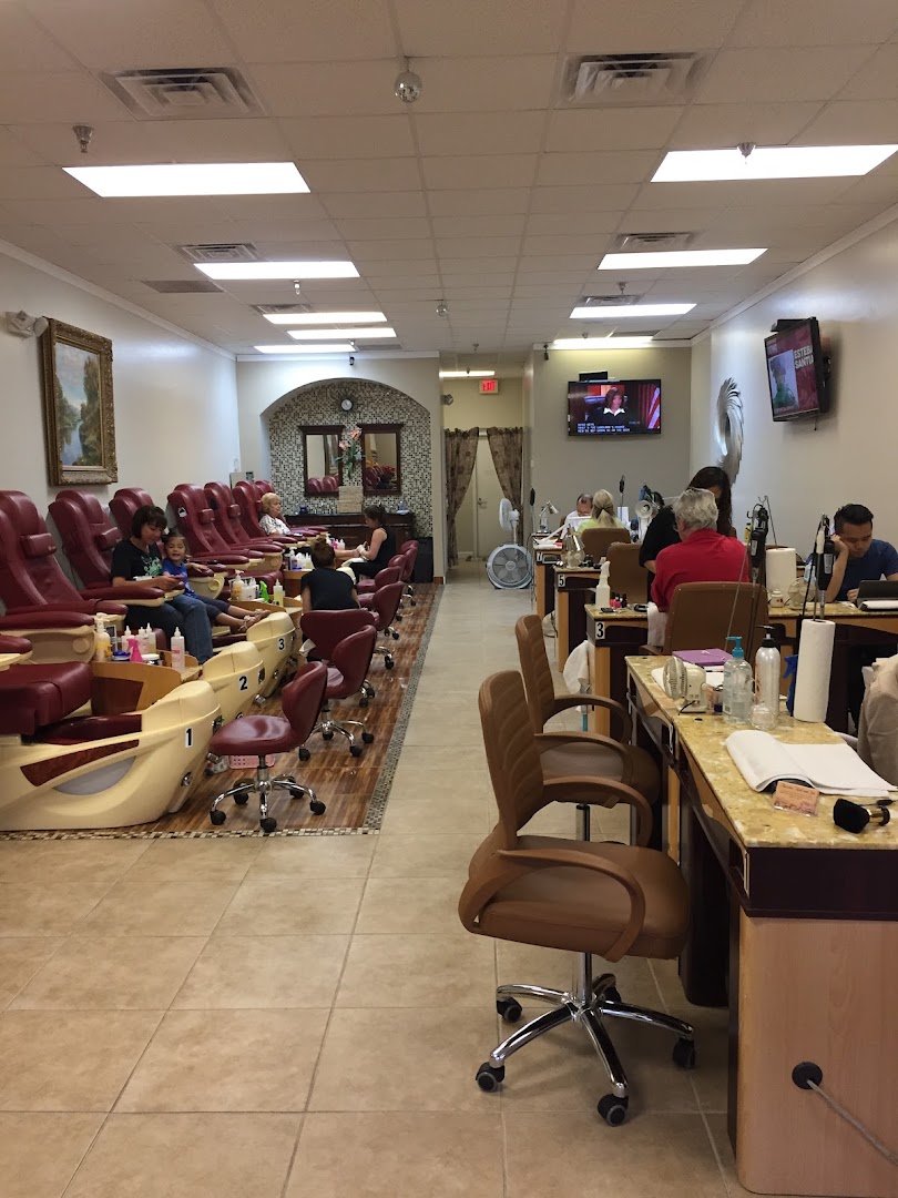 Bright salon interior with manicure tables