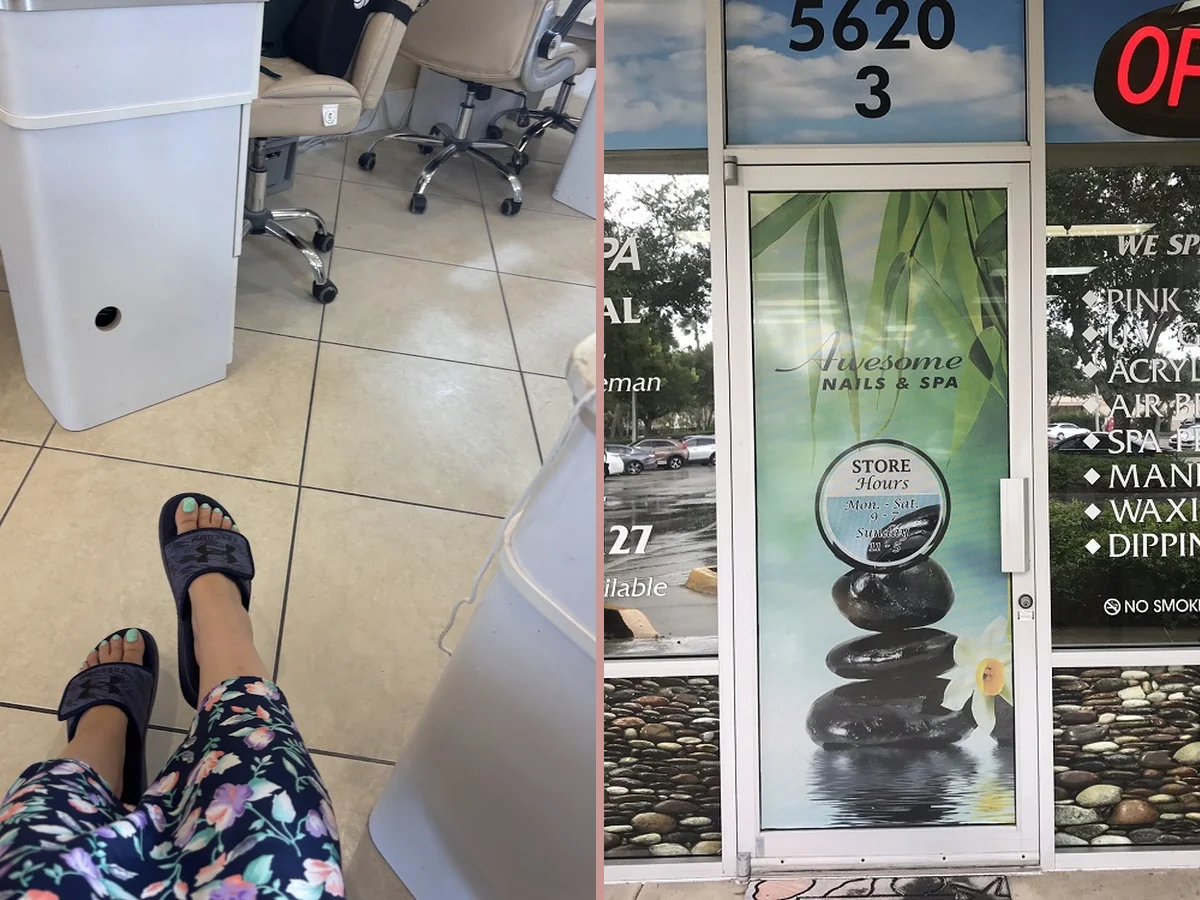 Neat manicure station with polish bottles