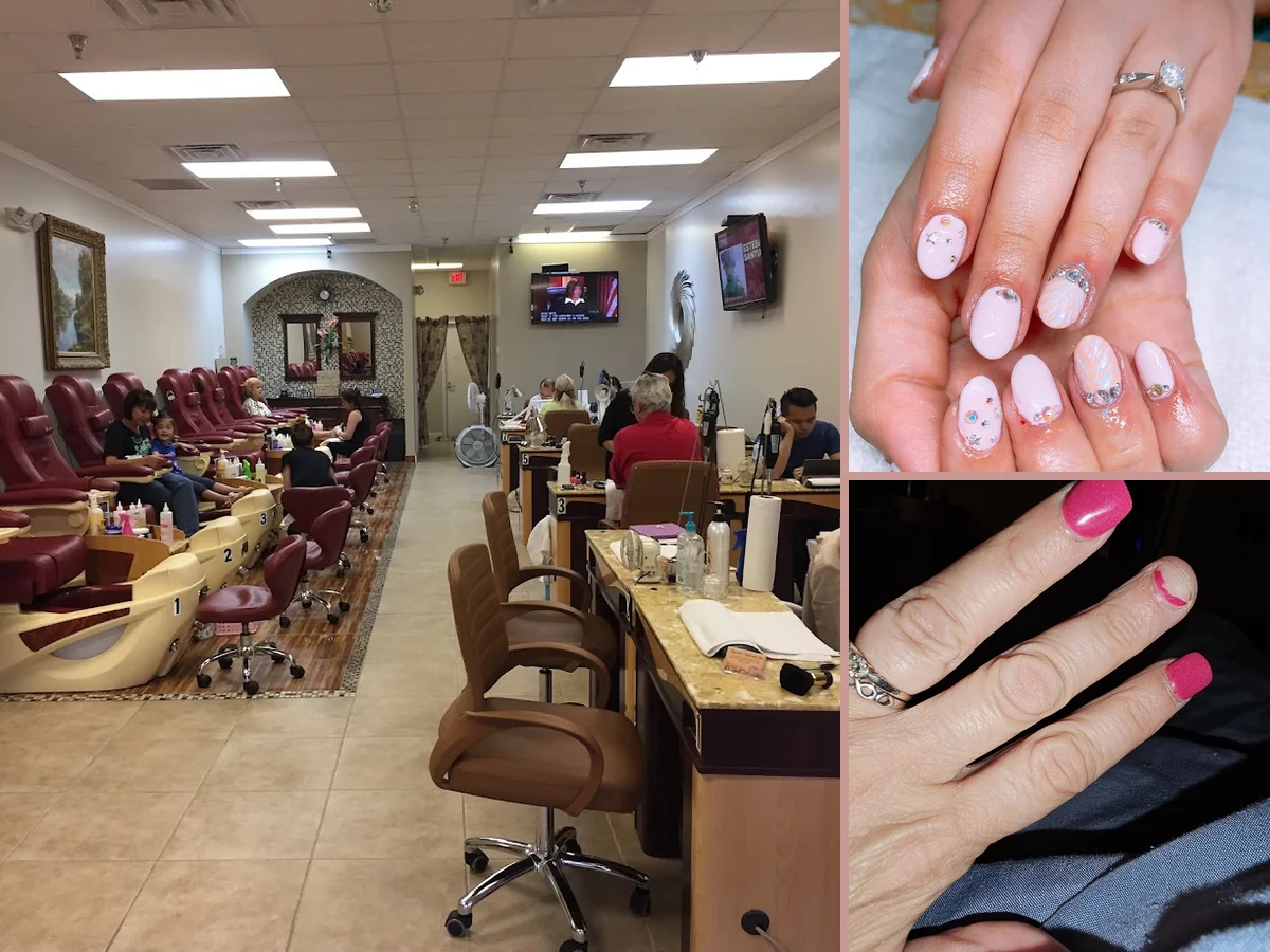 Pedicure chairs arranged inside a nail salon